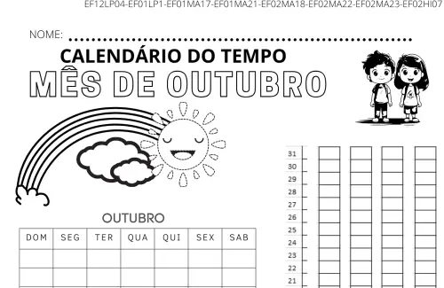 calendário do tempo mês de outubro